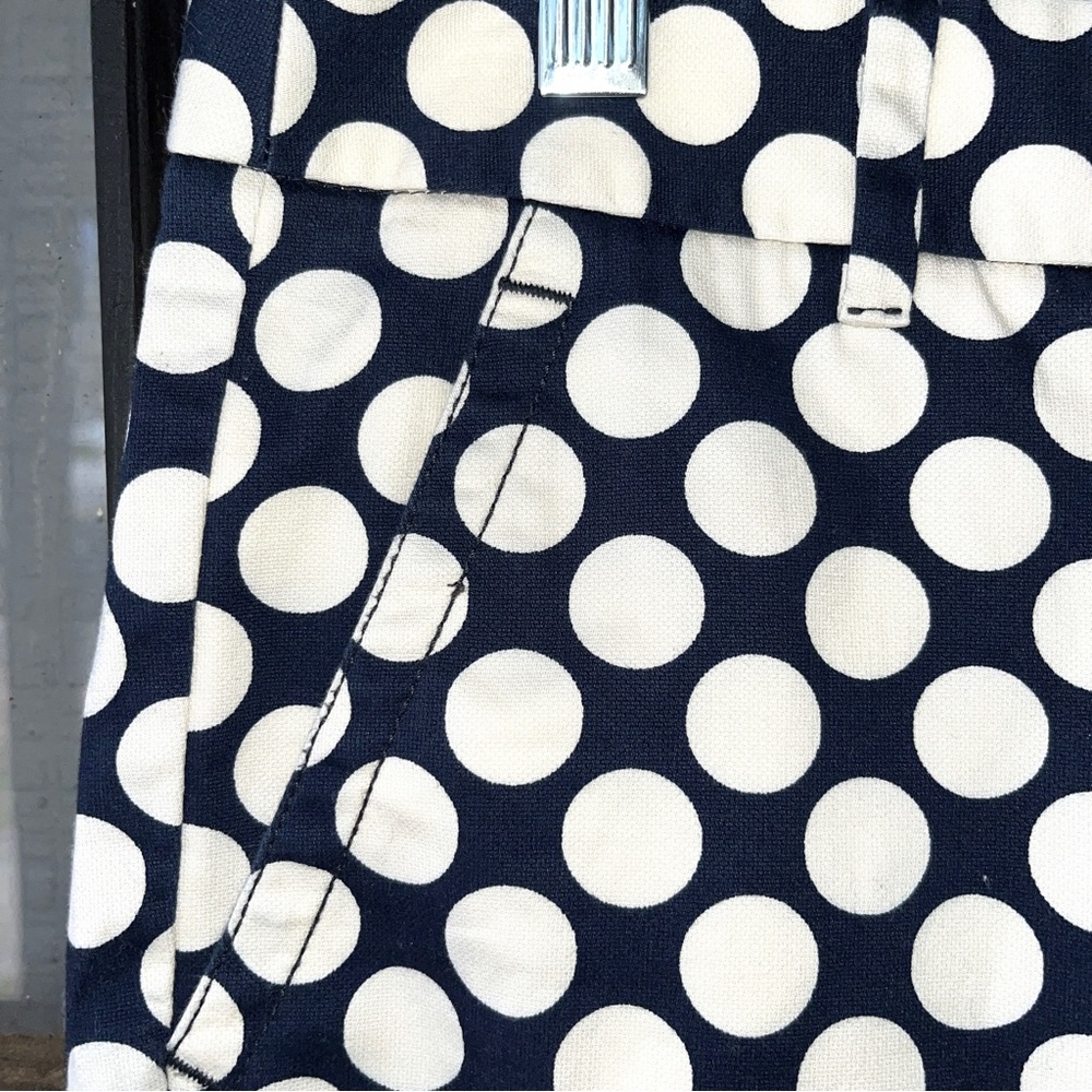 J. Crew “stretch” ankle pants, City Fit style, navy blue with white polka dots - Picture 4 of 11